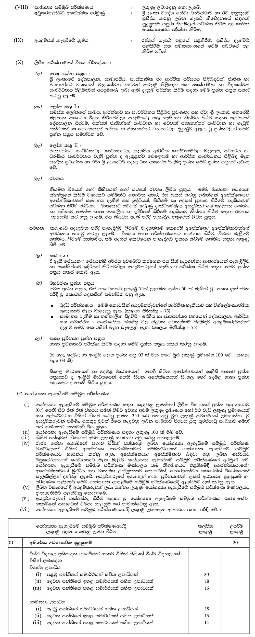 Sri Lanka Foreign Service Grade III (Open Competitive Exam) - Ministry of Foreign Affairs